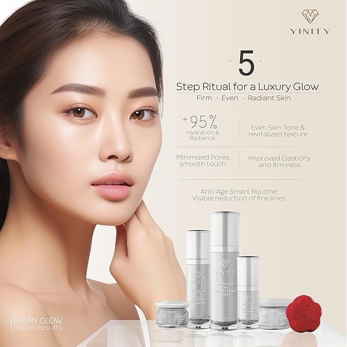 Luxury Anti-Aging Skincare Gift Set – 6-Step Facial Routine + Patented Sonic Face Cleansing Brush | Retinol, Vitamin C, Collagen, Snail Mucin, Active Charcoal | Perfect Premium Gift for Women