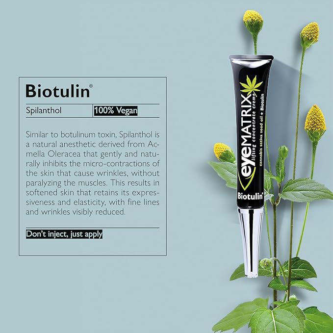 Biotulin - EyeMatrix 0.5 oz - Anti-wrinkle moisturizing cream with concentrated Spilanthol and Hyaluronic Acid - Smoothed eye contours, refreshed look, and reduced dark circles