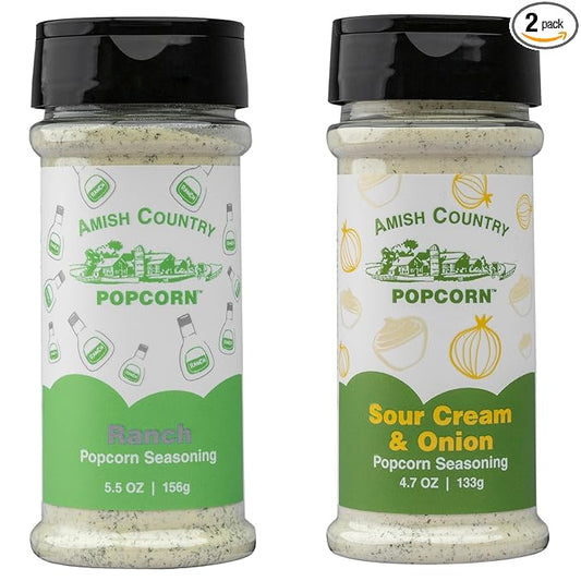Amish Country Popcorn | Sour Cream and Onion & Ranch Popcorn Seasoning | 2 Pack Seasoning Bundle