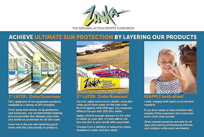 Zinka Sunscreen Personal Pack - Mineral Zinc Oxide for Face, Body, and Lips - Reef Safe and Water Resistant (Lotion SPF 30, Face Stick SPF 30, and Lip Balm SPF 15) - No Chemicals