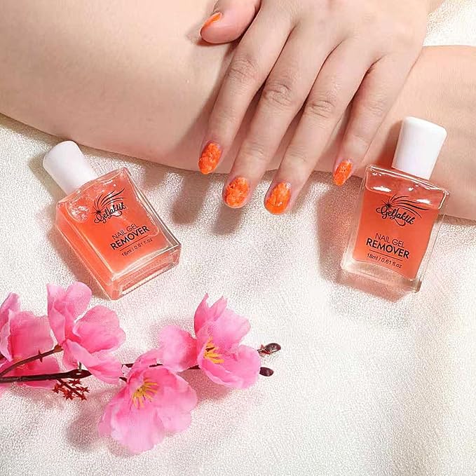 Gel Nail Polish Remover, 2 Pack × 15ml acetone-free Formula Remove Gel Polish for Nails, Quick & Easy Remove in 3-5 Minutes, NO Need Soaking or Foil Wrapping for Nails