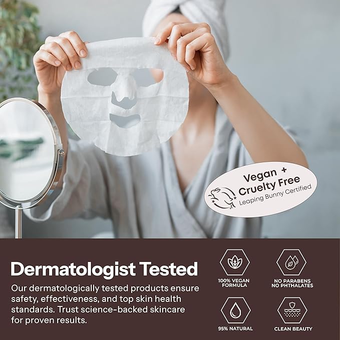 Retinol & Vitamin E Sheet Mask - Anti-Aging, Acne Scar & Hyperpigmentation - Hydrating, Dermatologist Tested Korean Skincare - Clean Beauty, Cruelty-Free, All Skin Types - 5 Masks