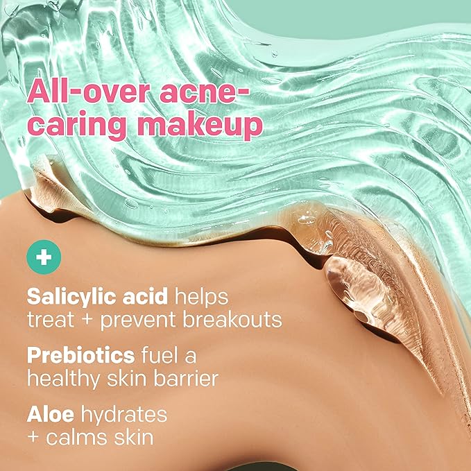 Almay Clear Complexion Acne Foundation Makeup with Salicylic Acid - Lightweight, Medium Coverage, Hypoallergenic, Fragrance-Free, for Sensitive Skin, 750 Golden, 1 fl oz.