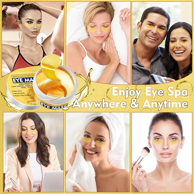 Under Eye Mask, 24 Gold Hydrating Eye Patches, Amino Acid & Collagen Eye Masks For Dark Circles And Puffiness, Women And Man Eye Bags Treatment For Face Care, Under Eye Wrinkle Patches For Skin Care