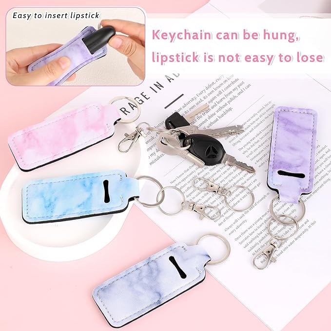 4Pcs Chapstick Holder Keychain, Lip Balm Sleeve Pouch, Chapstick Holder With Clip, Lip Balm Holder, Stocking Stuffers Gift for Women(Pink, Gray, Purple, Blue)