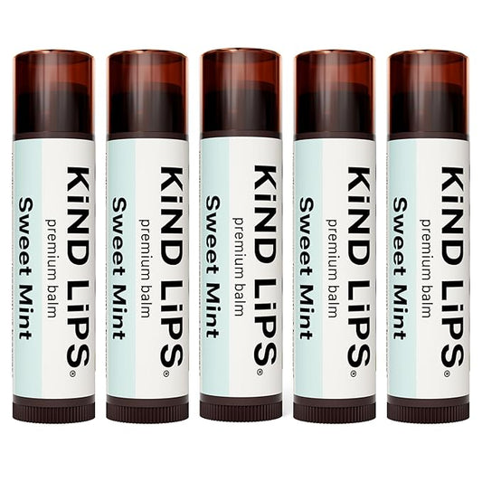 Kind Lips Lip Balm - Nourishing & Moisturizing Lip Care with Shea Butter, Beeswax & Vitamin E | Sweet Mint Flavor | 0.15 Ounce (Pack of 5)