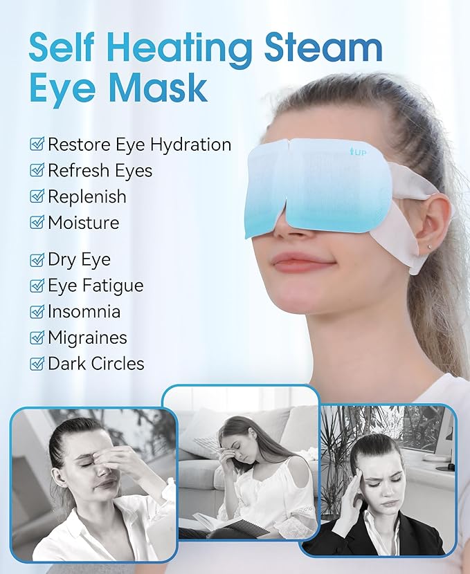 LC-dolida 14 Packs Steam Eye Mask, Hyaluronic Acid Formula Auto Heated Eye Mask for Dry Eyes SPA Warm Sleep Eye Mask Cornea Care Rest Self Heating Eye Mask Business Trip Party Favors Supplements