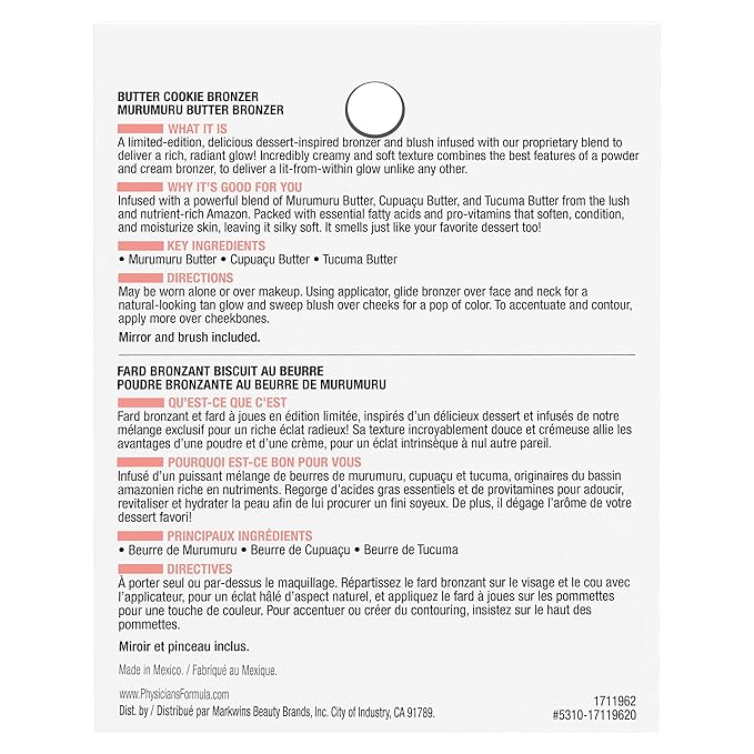 Physicians Formula Murumuru Butter Bronzer Face Makeup, Cheat Day Donut, Sugar (Pack of 2)