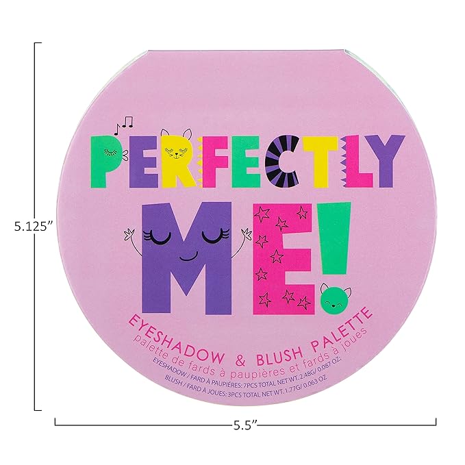 Expressions Perfectly Me Glisten & Glitter Makeup Palette 10 Color Eyeshadow Palette & Blush Makeup Novelty Beauty Set, Fold Out Compact with Mirror, Cute Makeup Kit Gifts - Washable, Non-Toxic