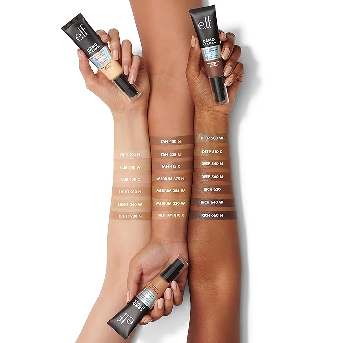 e.l.f. Camo CC Cream, SPF 30 Color-Correcting Medium-To-Full Coverage Face Foundation, Delivers An Airbrushed Finish, Vegan & Cruelty-Free, Deep 560 C