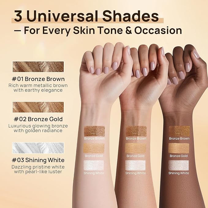Body Shimmer Oil, 50ml Sunscreen Liquid Highlighter Bronzer Body Glitter Oil Long Lasting Moisturizing Makeup Lotion Illuminate Serum Glow Shimmer Skin 1.7 Fl Oz(Shining White #03)