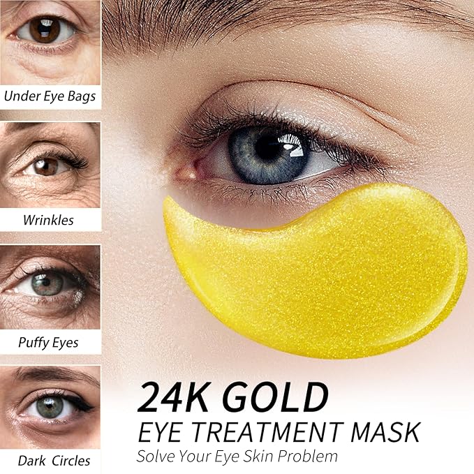 Golden Glow Under Eye Patches for Puffy Eyes - 60Pcs Eye Gels Rejuvenating Treatment for Dark Circles, Puffiness, Refreshing,Revitalizing Looks Less Tired