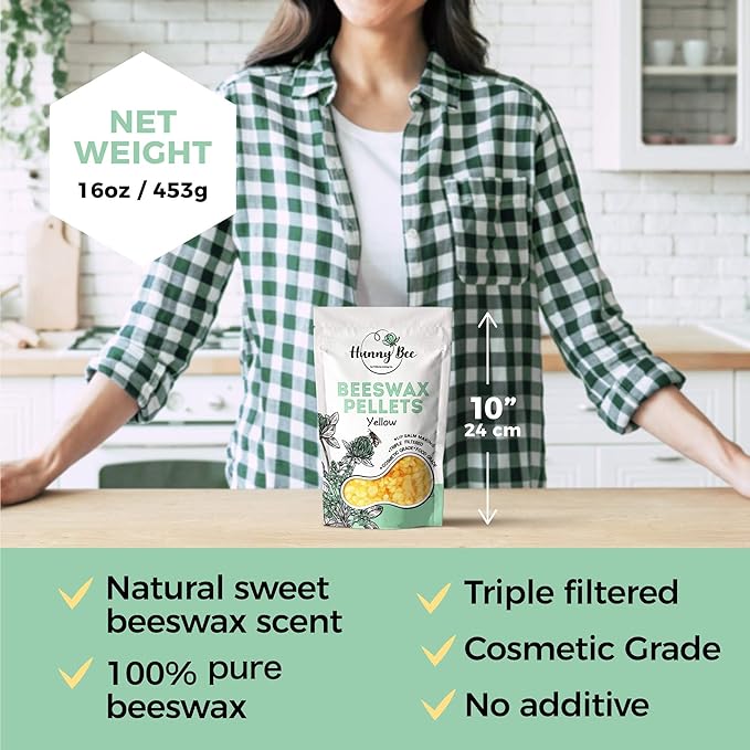 Trifecta Living Co.'s Beeswax Pellets - 100% Pure Bees Wax Perfect for DIY Candles, Skincare, and More! Discover The Creative Possibilities with Our Versatile, Pure Beeswax Pellets, (Yellow, 1lb)