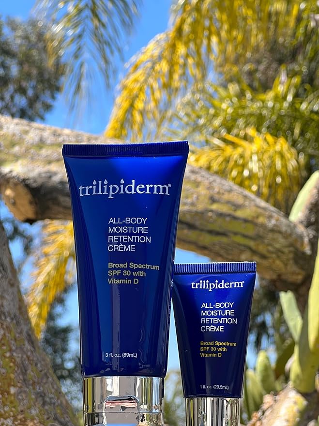 Trilipiderm 3 x All-Body Moisture Retention Creme 3x and All-Body Moisture Retention with Spf 30 Broad Spectrum 3oz size Travel Size 6-pack Sets - Air Travel, Gift, Purses, Gym Bag Lotion