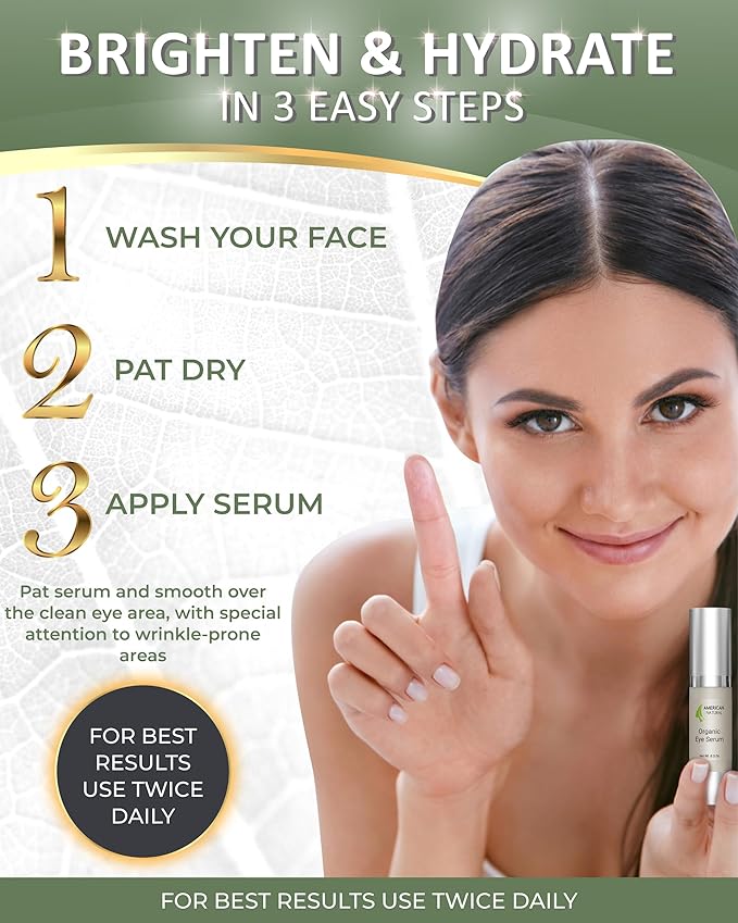 Blend Organic Eye Serum For Bags Under Eyes - Dark Eye Circle Remover with Eyebright Extract - Under Eye Serum For Dark Circles and Puffiness - Anti Aging Eye Cream For Women (0.5Oz)