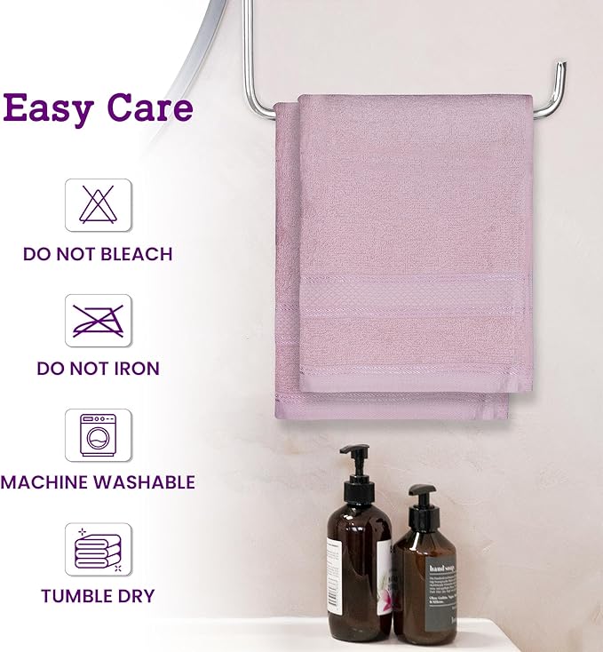 Casa Lino 100% Cotton Hand Towels for Bathroom - Soft, Highly Absorbent & Quick Dry Kitchen Towels - Gym Towel Set - Travel Towel Set - 24" x 16" - Pack of 4 - (Blush Pink)