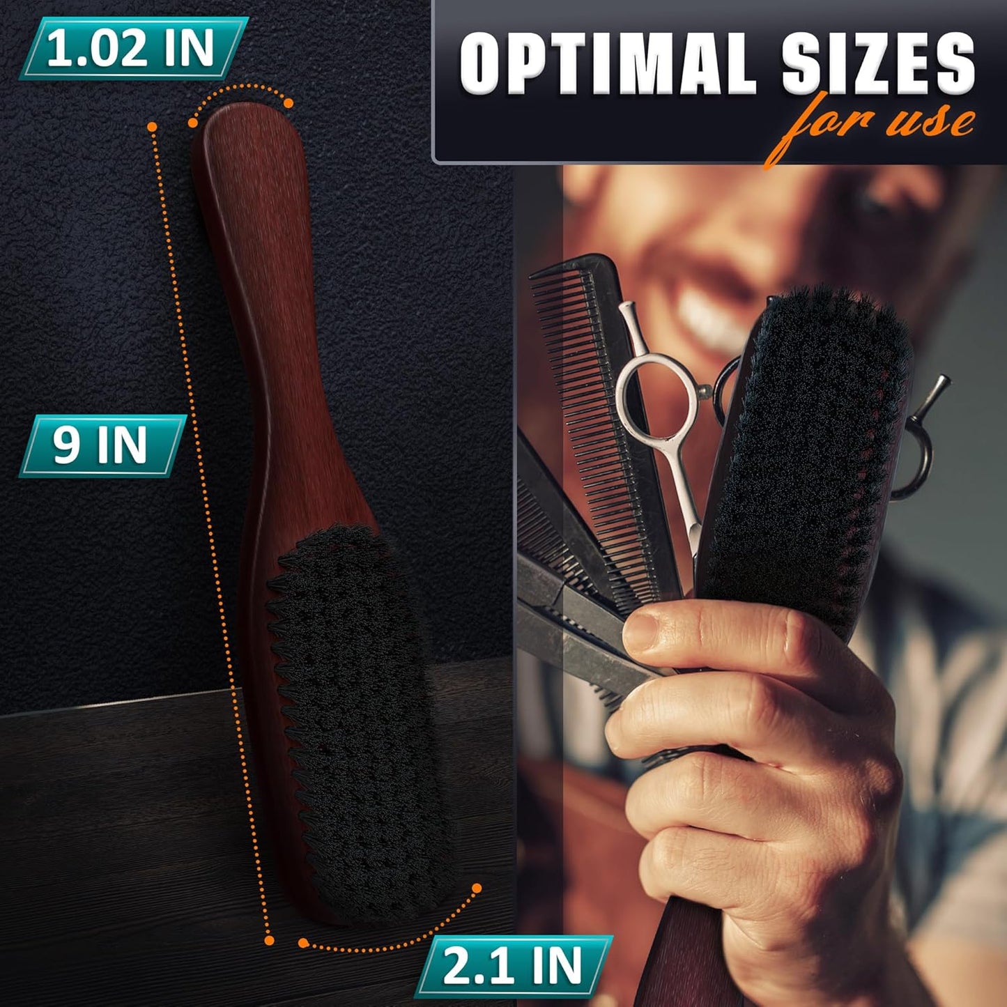 Soft Beard Brush for Men – Soft Boar Bristle Beard Brush with Handle, 9" Wooden Design for Beards, Mustaches & Slick Back Hair – Comfortable Grip, Styling Control, for Daily Grooming & Barbershop Use