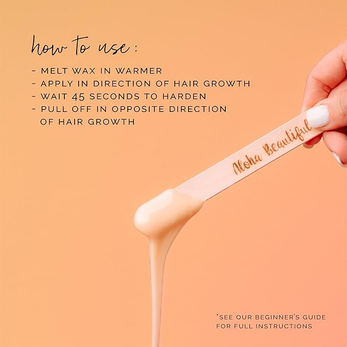 KoluaWax Hard Wax Beads for Hair Removal – Coarse Hair Formula – Face, Brazilian, Underarms, Back Chest, Bikini Waxing – Coconut Colada, 1lb Refill for Wax Warmers & 10 Large Applicator Sticks