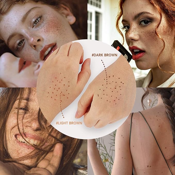 2 Pcs Freckle Pen Set, Natural Lifelike Fake Freckles Makeup Pen Magic Brown Color Freckles Makeup Tool Long-Lasting Waterproof Dot Spot Pen for Effortless Sunkissed Makeup (Dark Brown)