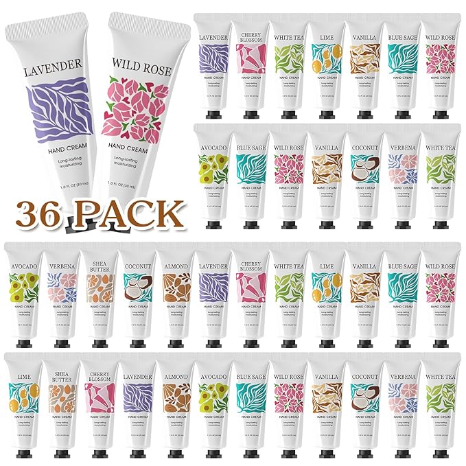 BODY & EARTH # LOVE 36 Pack Hand Cream Gift Set, Scented Hand Lotion for Dry Cracked Hands, Travel Size Lotion Mini Hand Lotion Bulk Gift Sets For Mother's Day Valentine's Day Christmas 36x1.0 oz