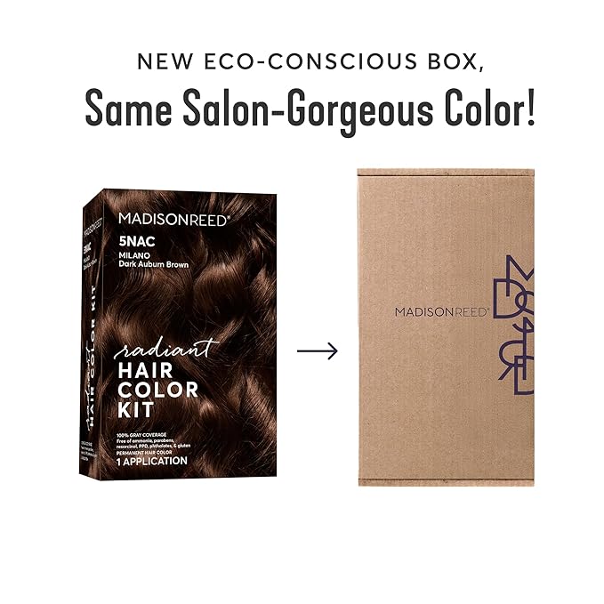 Madison Reed Radiant Hair Color Kit | 5NAC Dark Chocolate Brown (Milano Brown) for 100% Gray Hair Coverage | Salon Quality Permanent Hair Dye | PPD-Free & Ammonia-Free | (Packaging May Vary) 2 Pack