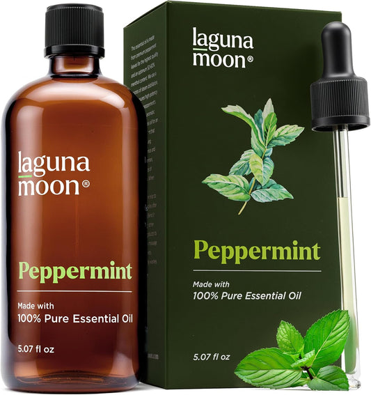 Lagunamoon Peppermint Oil - Natural Pure Essential Oils for Diffusers, Aromatherapy, Humidifiers, Candle Making Scents - Fresh Fragrance Scents for Home, Office, Cars and Cleaning Products (150mL)