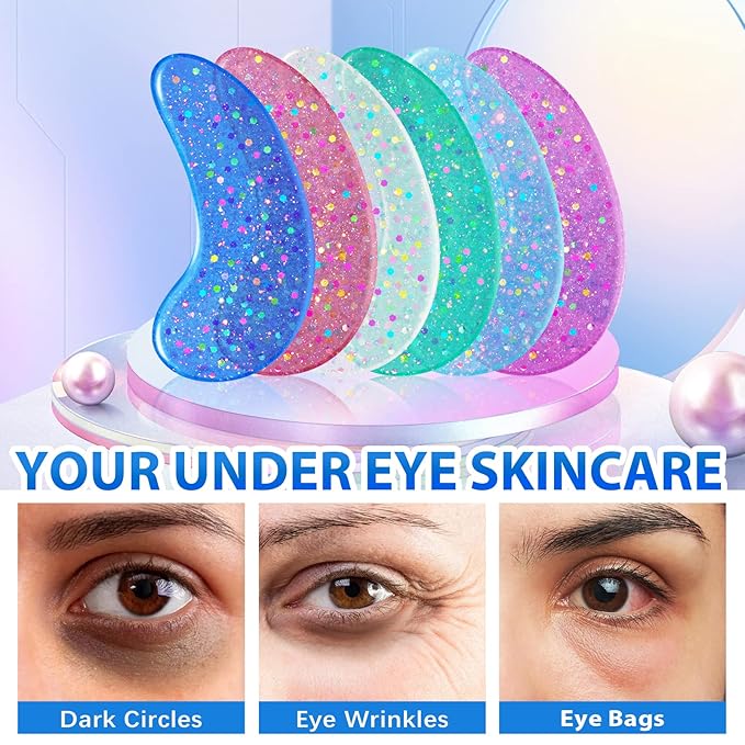 Under Eye Patches(12 Pairs), 6 Color Marine Collagen Eye Mask for Puffy Eyes, Dark Circles, Eye Bags, Wrinkles, Fine Lines.