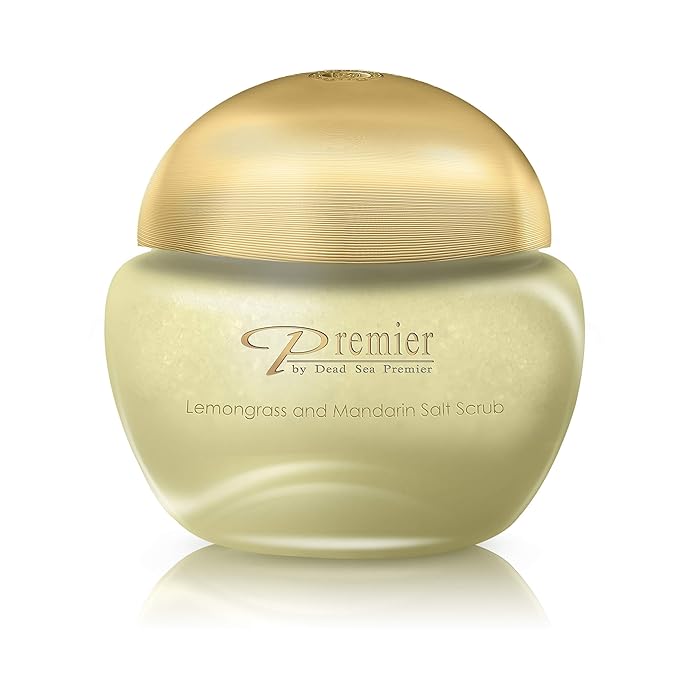 Premier Dead Sea Classic Aromatherapy Lemongrass & Mandarine Salt Scrub, Exfoliates, Moisturizes, Nourishes and protects, for smooth soft skin infused with aromatic oils, for Hands, Feet & Body 10.5oz