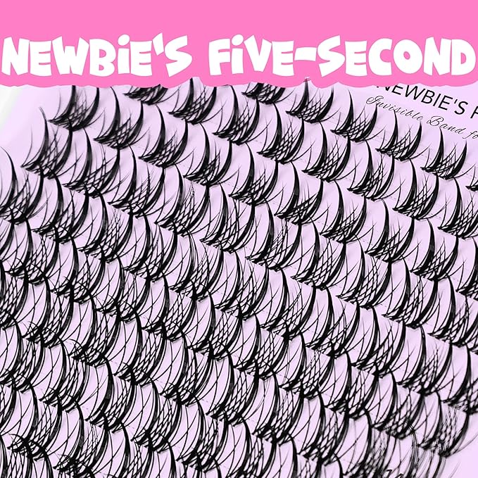 VEYESBEAUTY Lash Clusters Kit Eyelash Extensions Thin & Invisible Band DIY Individual False Eyelashes Newbie's Five-Second Series Lash Tray for Self-application, Sylph Lashes 8-18mm Mixed Length