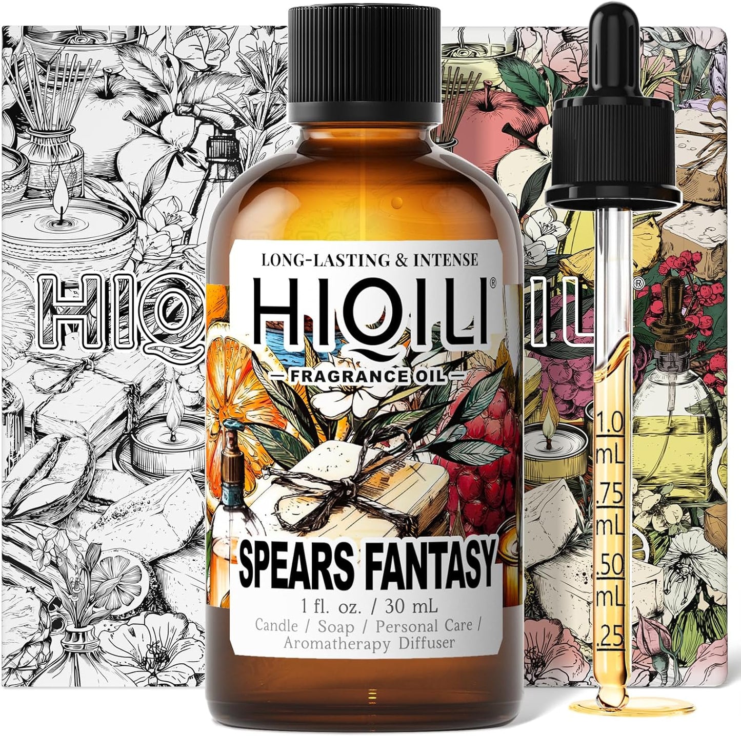 HIQILI Spears Fantasy Fragrance Oil for Home Diffuser, White Chocolate & Cupcake Scents, DIY Soap, Candle, Perfume Making, Long Lasting - 1 Fl Oz