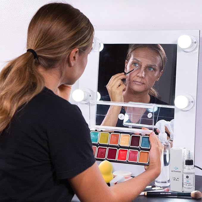 Complexion Alcohol-Activated Palette, Activator, and Remover Kit, Professional SFX Makeup Set