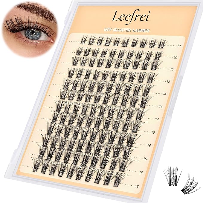 Eyelash Cluster 10-18mm Wispy Eyelash Clusters D Curl DIY Lash Extension Natural Lash Clusters Individual Lashes (LF03 Lashes Only)