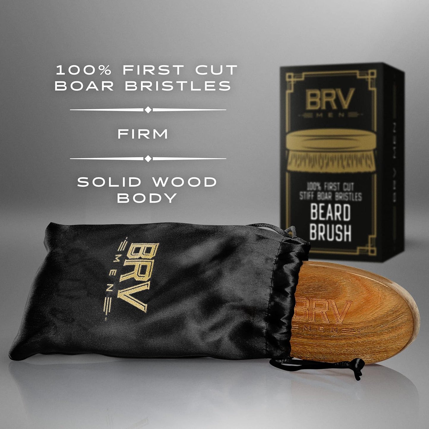 Beard Brush | Firm Boar Bristles | First-Cut Boar Hair Bristles | The Ideal Gift For Men (Green Sandalwood)