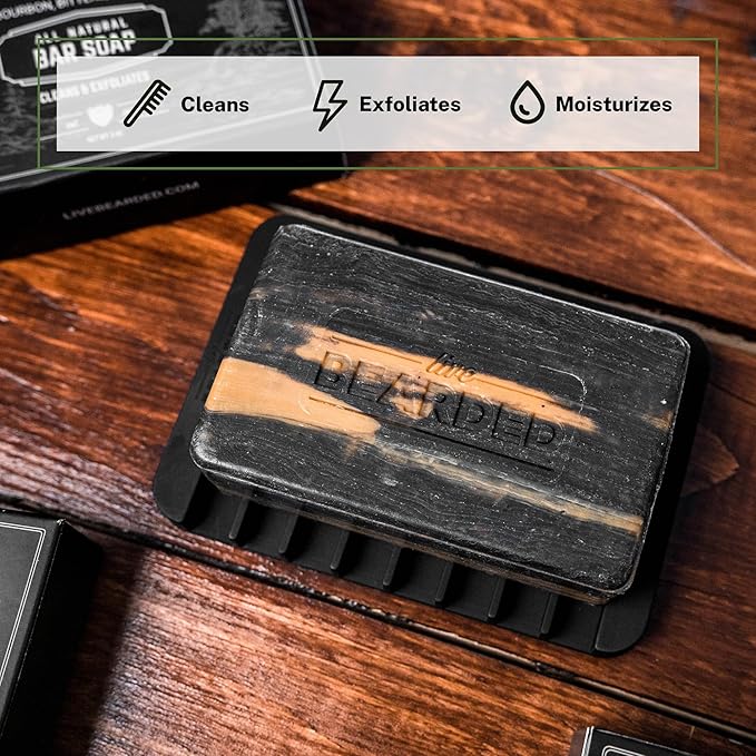 Live Bearded All-Natural Bar Soap for Men, 6-Pack of 5 oz - Made in the USA - Exfoliates and Moisturizes - Charcoal, Pumice, Shea Butter | Canyon Scent - Juniper, Cypress, Fir Needle