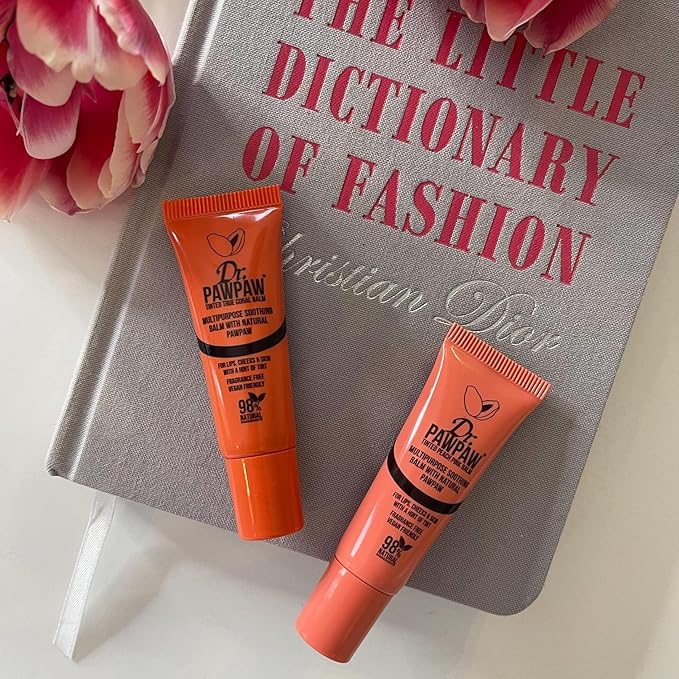 Tinted True Coral, Multi-Purpose Natural No Fragrance Balm for Hydrating Lips, Skin, Hair, Cuticles, Nails & Beauty Finishing (10 ml)