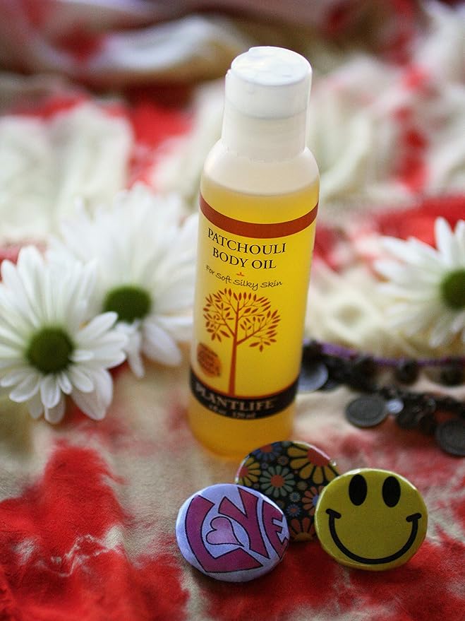 Plantlife Patchouli Body Oil - Moisturizing Natural Body Oil for All Skin Types - Nourishing Dry Skin and Making It Feel Soft and Silky for Women & Men - Bath, Body & Massage Oil - 4oz