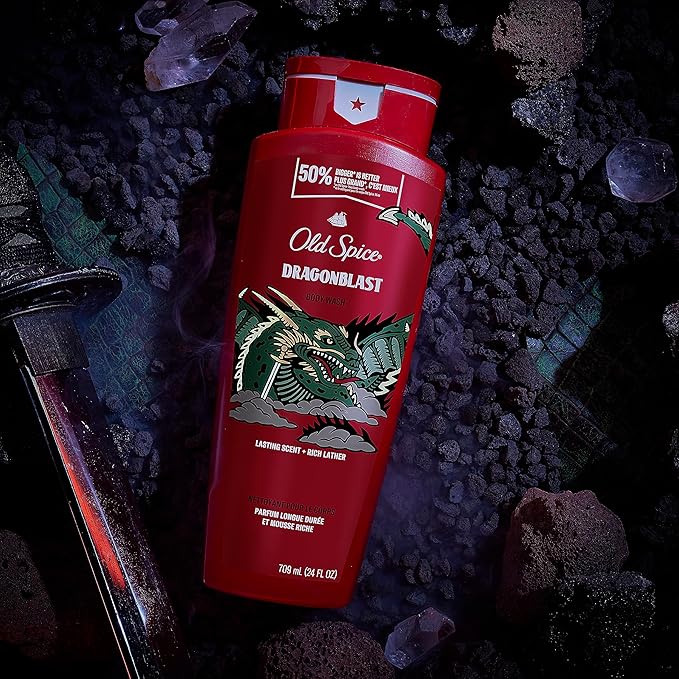 Old Spice Body Wash for Men, Dragonblast, Long Lasting Lather, 24 fl oz (Pack of 4)
