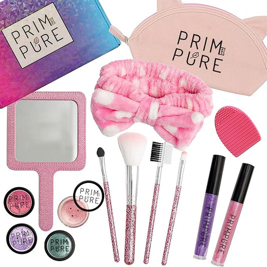 Prim and Pure Ultimate Mineral Kids Makeup Gift Set | Perfect for Play Dates & Birthday Parties | Kids Safe Eyeshadow Makeup β Mineral Blush | Organic & Natural Makeup Kit for Kids| Made in USA