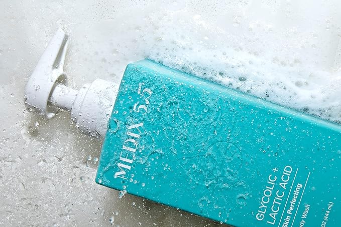 MEDIX 5.5 Body Scrub Skin Care Glycolic Acid Exfoliating Body Cleanser KP Bump Eraser | AHA + Lactic Acid Anti Aging All Skin Type Wash | Keratosis Pilaris & Acne | Body & Face Wash Exfoliate, 2-Pack