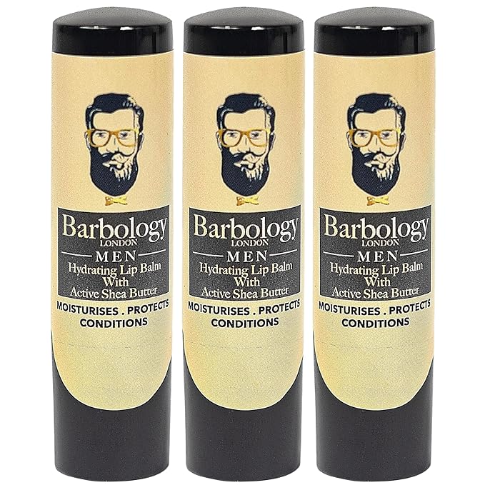 Men's Moisturizing Lip Balm for Chapped Lips with Organic Moroccan Argan Oil, Lightweight Formula Leaves Zero Residue, 0.17oz (Pack of 3)