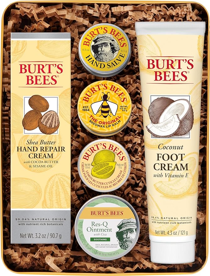 Burt's Bees Back to School Gifts Ideas, 6 Dorm Body Care College Dorm Products, Classics Set -Original Beeswax Lip Balm, Cuticle Cream, Hand Salve, Res-Q Ointment, Hand Repair Cream & Foot Cream