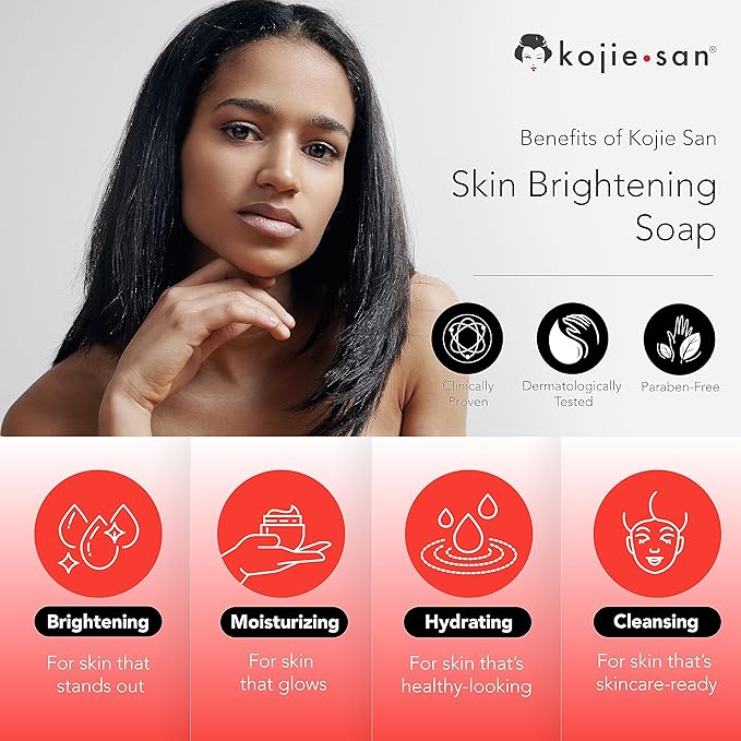 Kojie San Face & Body Skin Brightening Shower 9pc Set - the Original Kojic Acid Soap that Helps Reduce Dark Spots 6 x 135g Bars, Soap Dish and Facial Cleansing Brush…