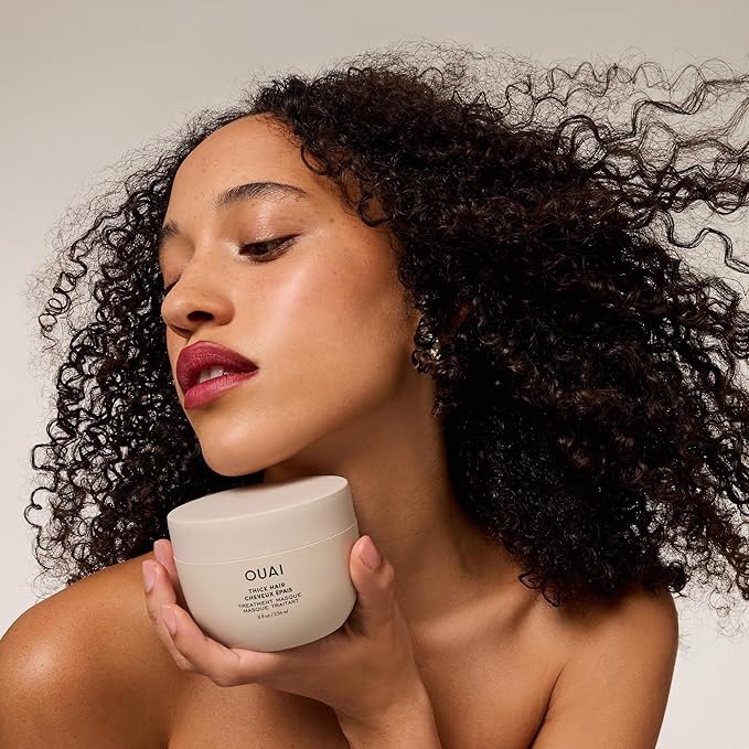 OUAI Thick Hair Mask - Deep Conditioning Hair Mask with Almond Oil, Olive Oil, & Hydrolyzed Keratin to Restore Damaged Strands - Phthalate & Paraben Free (8 fl oz)