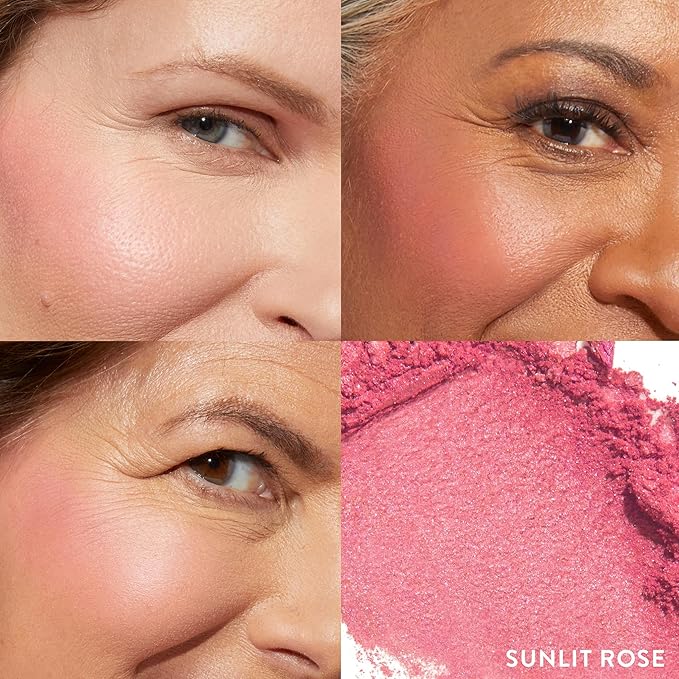 LAURA GELLER NEW YORK Baked Blush-n-Brighten Marbleized Blush + Angled Brush (07 Sunlit Rose, 47mm)