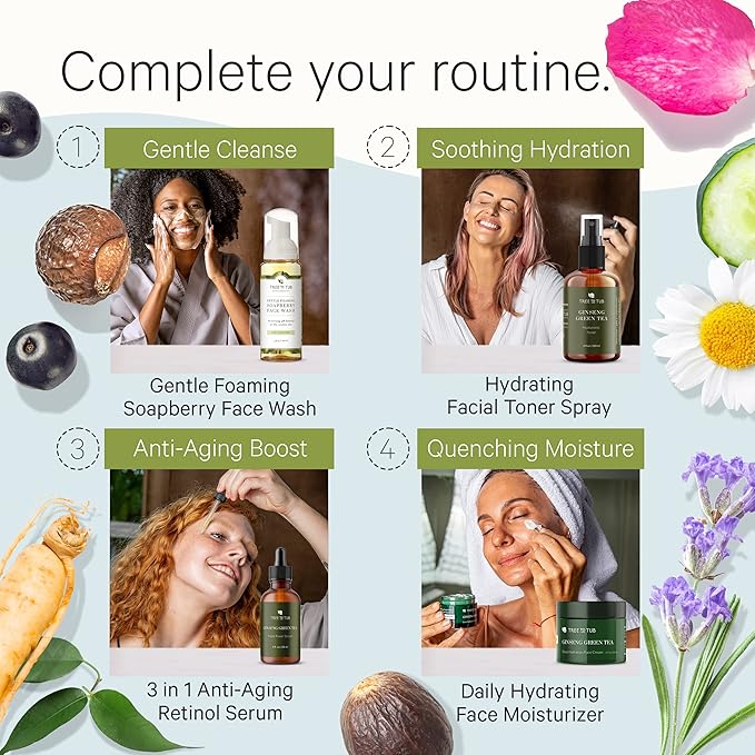 Deep Calming Toner Spray for Sensitive Skin by Tree To Tub—pH 5.5 Balanced, Face Priming and Hydrating with Hyaluronic Acid, Organic Witch Hazel, Rose Water, Ginseng, Green Tea, 4 oz