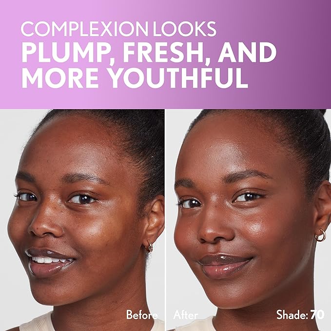 Covergirl Simply Ageless Skin Perfector Essence Foundation, 70 Rich, Tinted Skin Perfector, Skincare Makeup Hybrid, Sheer Tint, Radiant Finish, Skin-Like Finish, Vegan Formula, 1.0oz