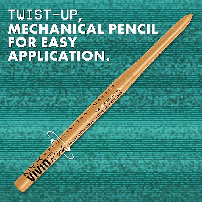 NYX PROFESSIONAL MAKEUP Mechanical Eye Pencil, Vivid Rich Mechanical, Creamy Retractable Eyeliner - Quartz Queen, White Eyeliner