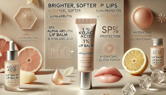 Brighter, Softer, Sun-Protected Lips: 1% Kojic Acid Lip Balm With Alpha Arbutin & Hyaluronic Acid