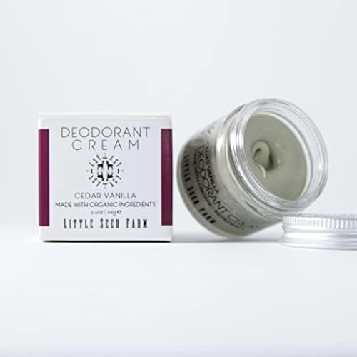 Little Seed Farm All Natural Deodorant Cream, Aluminum Free Activated Charcoal Deodorant for Women or Men - Cedar Vanilla, Net Wt. 2.4oz | 68g