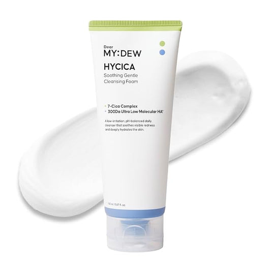 HYCICA Soothing Gentle Cleansing Foam | Low pH 5.5 Cleanser for Sensitive Skin, Calming Hydrating Cica Face Wash & Barrier Care, Centella, Ultra-Low Molecular HA, Korean Skincare, 5.07 fl oz